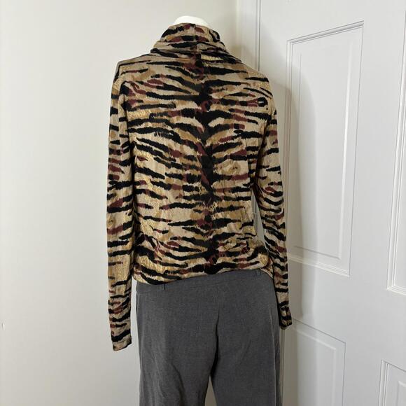 LR S Vtg Silk Blend Tiger Graphic Turtleneck - Picture 4 of 7